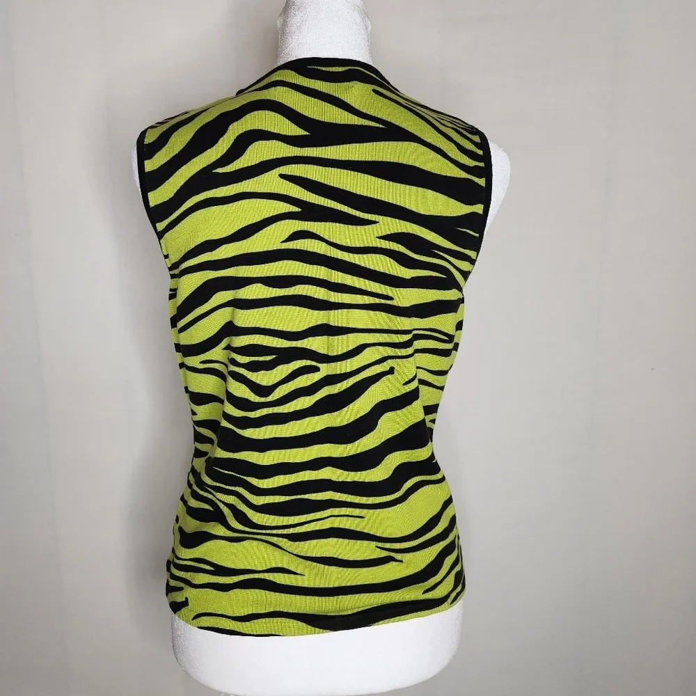 Joseph A Womens Silk Blend Leopard Print Top And Sweater Green Large - Picture 7 of 8